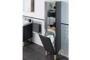 Шкаф-пенал Vitra Sento 40 L с корзиной для белья матовый серый - 2