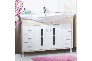 Тумба для комплекта Бриклаер Бали 120 светлая лиственница, белый глянец