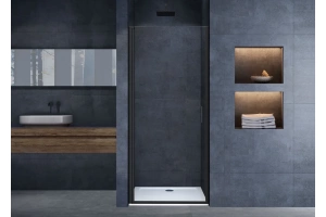 Душевая дверь в нишу Vincea Alpha 80х195 профиль черный стекло прозрачное - 2