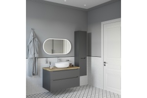 Тумба с раковиной STWORKI Берген 100 серая со светлой столешницей, Moon 1 - 3