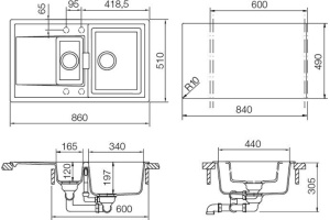 Мойка  Eton 60 D  Cristadur аворио - 2
