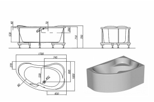 Ванна акриловая Kolpa San Lulu 170х100 L белый - 3