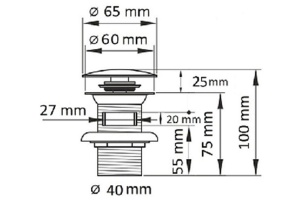 Донный клапан для раковины Ceramalux черный, глянцевый (RD019) - 2