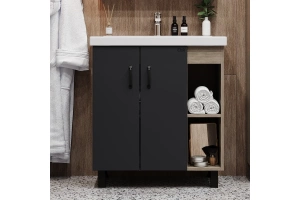 Тумба с раковиной Onika Тимбер 70 серый матовый - светлое дерево - 2