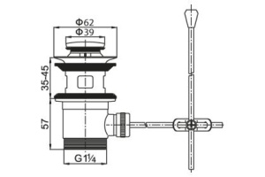 CZR-SA2-03 Донный клапан с переливом, механический, золото - 2