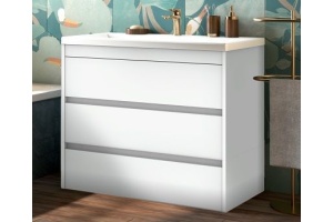 FAMILY База под раковину напольная с тремя выкатными ящиками, Bianco Lucido, 1000x480x845, FAMILY-1000-3C-PIA-BL - 2