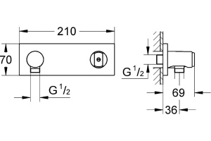 Шланговое подключение Grohe Grohtherm F 27621000 держатель для душа - 2