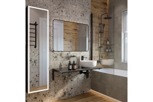 Мебель для ванной DIWO Элиста 100 чёрный мрамор, с раковиной Moduo 40 RING (комплект, гарнитур) - 2