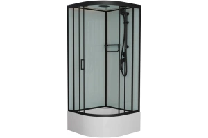 Душевая кабина Frank 90х90 черная стекло прозрачное