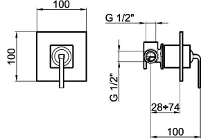 Смеситель Webert Wolo WO880101015 С ВНУТРЕННЕЙ ЧАСТЬЮ, хром - 2