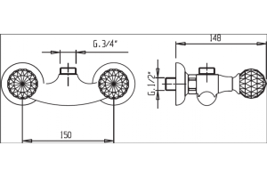 Смеситель для душа Cezares ATLANTIS бронза (ATLANTIS-DS-02-Sw) - 2