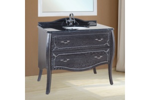 Тумба с раковиной Bellezza Грация Люкс 100 черная патина серебро 2 ящика