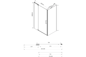 Боковая стенка Vincea Extra 80х200 черная стекло прозрачное - 2