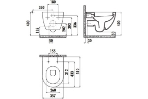 Унитаз подвесной Creavit Free FE320.20000 с биде, базальт, сиденье микролифт - 3