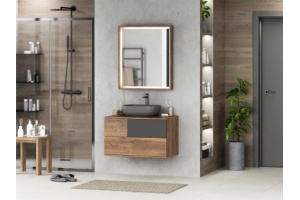 Тумба под раковину Misty Коломбо 80 темное дерево - черный - 3