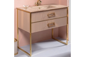 Тумба под раковину моноблок Boheme Armadi Art Monaco 100 бежевый глянец - золото