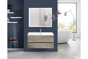 FAMILY База под раковину подвесная с двумя выкатными ящиками, Cemento Veneto, 1000x480x550, Family-1000-2C-SO-CV