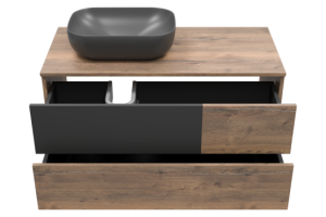 Тумба под раковину Misty Коломбо 100 левая темное дерево - черный - 2