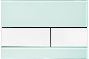 Кнопка смыва TECE Square 9240803 зеленое стекло, кнопка белая