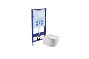 Комплект: унитаз с инсталляцией AQUATEK Standard Set AQUATEK БЕТТА с тонким сиденьем soft-close