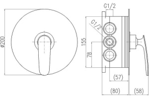 Смеситель Rav Slezak Tigris TG183BOX с внутренней частью, для душа - 2