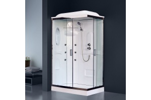 Душевая кабина Royal Bath 120х80 L профиль хром стекло прозрачное с гидромассажем - 2