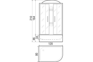 Душевая кабина с поддоном River Nara120/80/44 MT L (10000002822) - 3