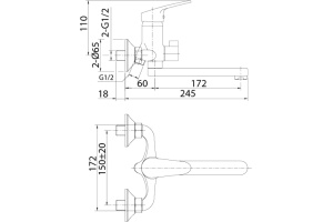 Смеситель Milardo Simp SIMSB02M02 для ванны с душем - 3