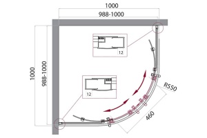 Душевой уголок BelBagno Uno 100х100 черный, матовый (UNO-195-R-2-100-C-NERO) - 2
