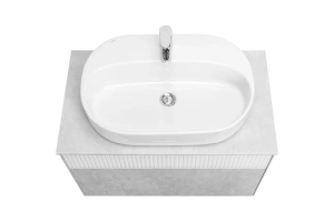 Тумба с раковиной Aquaton Марбл 80 белый-серый - 2