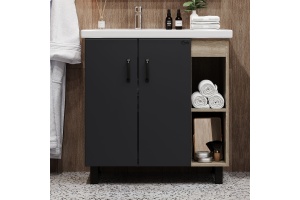 Тумба с раковиной Onika Тимбер 80 серый - светлое дерево - 2