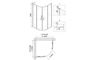 Душевой уголок Niagara Nova NG-6607-08 100x100, четверть круга - 3