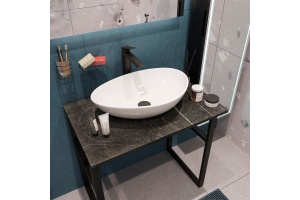 Мебель для ванной DIWO Элиста 80 чёрный мрамор, с раковиной Moduo 55 Leaf - 3