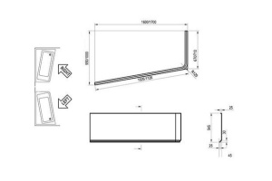 Экран для ванны фронтальный RAVAK 10° (CZ82100A00) - 2