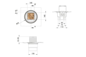 Душевой трап Berges Zentrum 15х15 с решеткой под плитку - 2