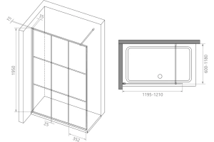 Душевая перегородка RGW Walk In WA-111B 120х195 профиль черный стекло прозрачное - 3