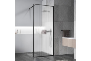 Душевая перегородка Vincea Walk-In 80х200 профиль черный стекло рифленое