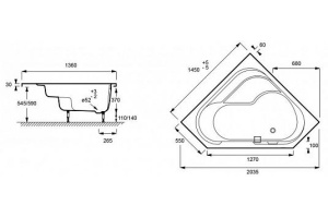Акриловая ванна Jacob Delafon Bain Douche 145x145 см (E6221RU-00) - 3
