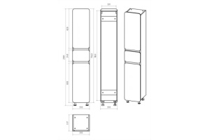 Шкаф-пенал Misty Чегет 35 правый серый глянцевый - 3