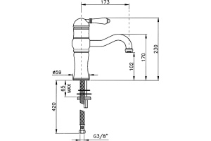 Смеситель для раковины Nicolazzi Classico золото (3471GB76) - 3