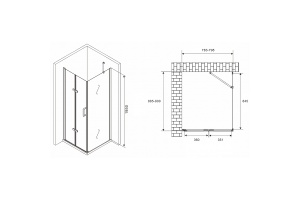 Душевой уголок Abber Zart 80x90 профиль хром стекло прозрачное - 3