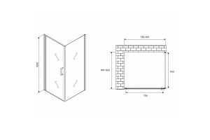 Душевой уголок Abber Sonnenstrand 80х90 хром стекло матовое - 2