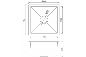 Кухонная раковина Gappo 44х44 черная - 2