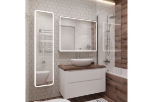 Тумба с раковиной STWORKI Берген 100 белая с темной столешницей, Moduo 55 Leaf - 3