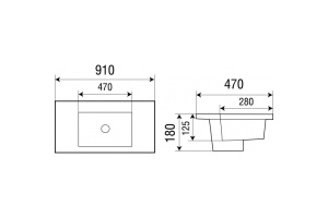 Раковина встраиваемая Weltwasser WW DEILBACH 7506- 90 MT- BL 91 черный матовый (10000005567) - 2