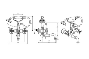 Смеситель для ванны Boheme Tradizionale хром с керамической ручкой - 2