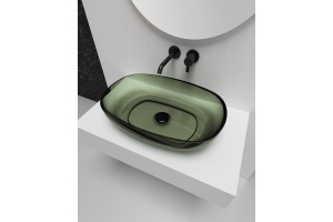 Раковина накладная прозрачная ABBER Kristall AT2805Vesuvian оливковая - 3