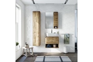 Тумба с раковиной STWORKI Карлстад 60 дуб рустикальный, простоун беж - 2