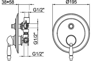 Смеситель Webert Dorian DO860101010 С ВНУТРЕННЕЙ ЧАСТЬЮ, золото - 2