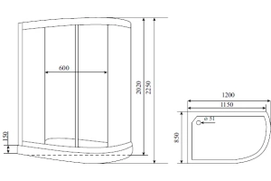 Душевая кабина Timo Standart 120х85 левая хром стекло матовое - 2
